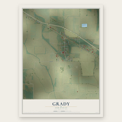 Grady, Arkansas map print, the full design