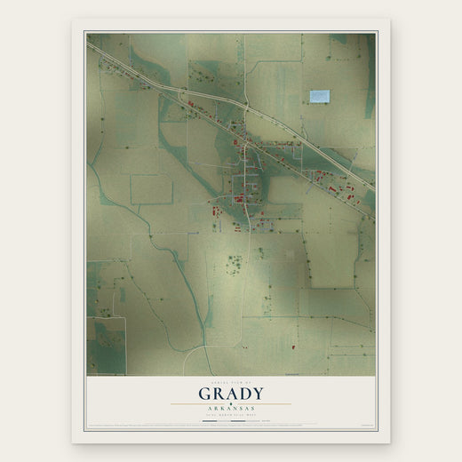Grady, Arkansas map print, the full design