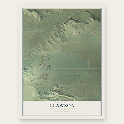 Clawson, Utah map print, the full design
