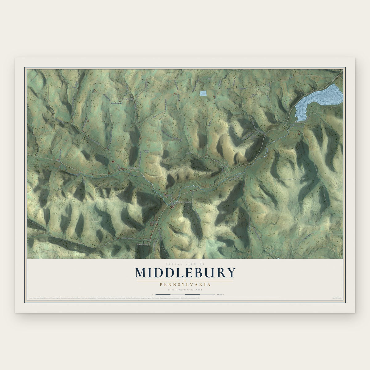 Middlebury, Pennsylvania map print, the full design