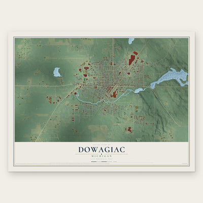 Dowagiac, Michigan map print, the full design