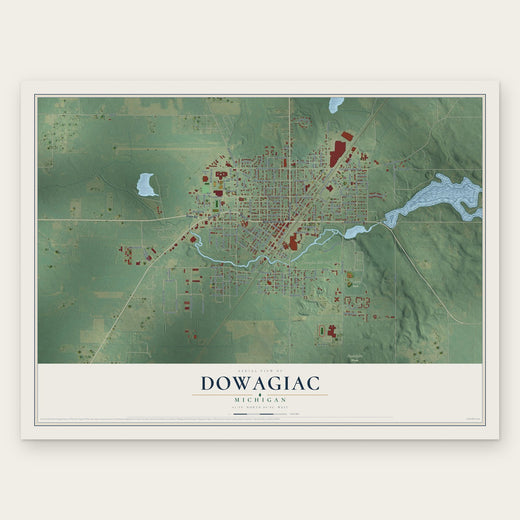 Dowagiac, Michigan map print, the full design