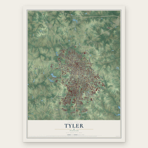 Tyler, Texas map print, the full design