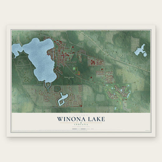 Winona Lake, Indiana map print, the full design