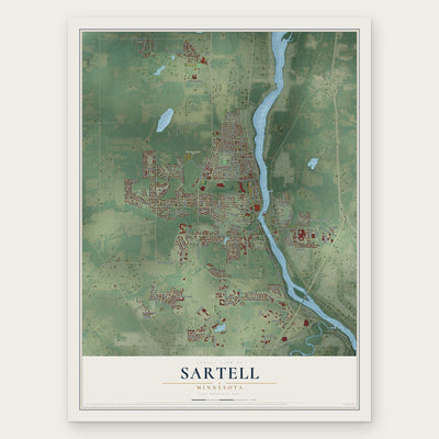 Sartell, Minnesota map print, the full design
