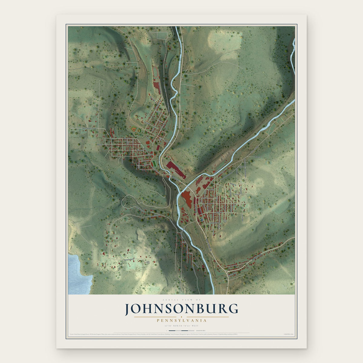 Johnsonburg, Pennsylvania map print, the full design