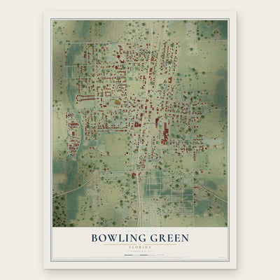 Bowling Green, Florida map print, the full design