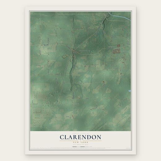 Clarendon, New York map print, the full design