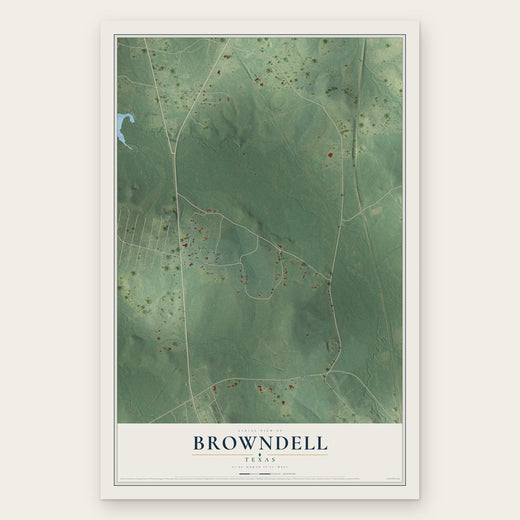 Browndell, Texas map print, the full design