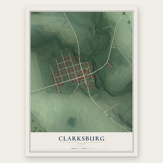 Clarksburg, Ohio map print, the full design