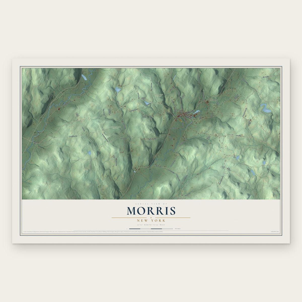 Morris, New York map print, the full design