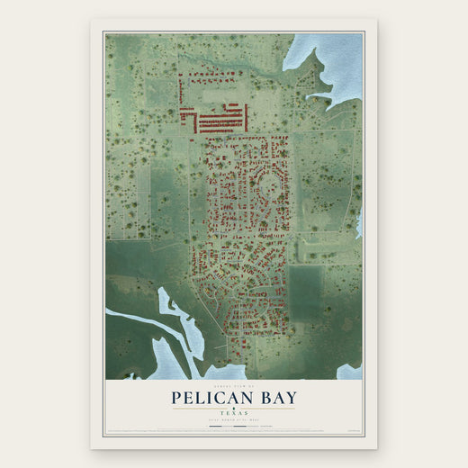 Pelican Bay, Texas map print, the full design