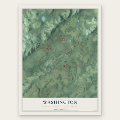 Washington, Warren County, New Jersey map print, the full design
