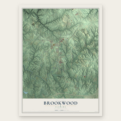 Brookwood, Alabama map print, the full design