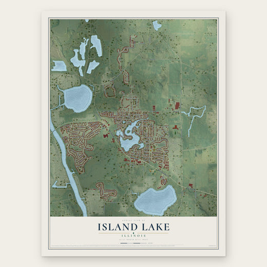 Island Lake, Illinois map print, the full design