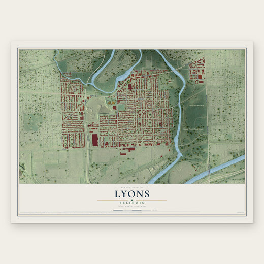 Lyons, Illinois map print, the full design