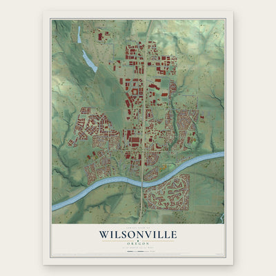 Wilsonville, Oregon map print, the full design