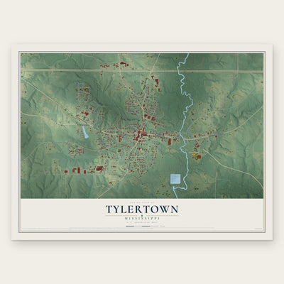 Tylertown, Mississippi map print, the full design