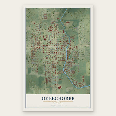 Okeechobee, Florida map print, the full design