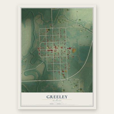 Greeley, Kansas map print, the full design