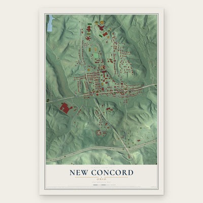 New Concord, Ohio map print, the full design