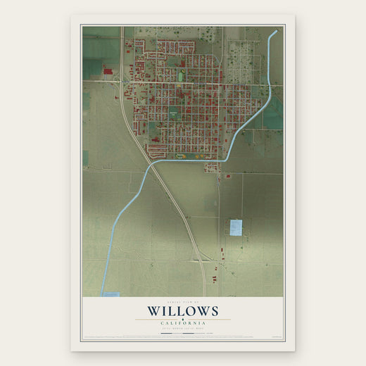 Willows, California map print, the full design