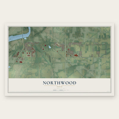 Northwood, Ohio map print, the full design