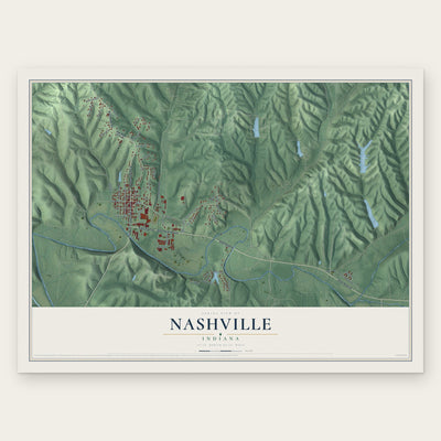 Nashville, Indiana map print, the full design