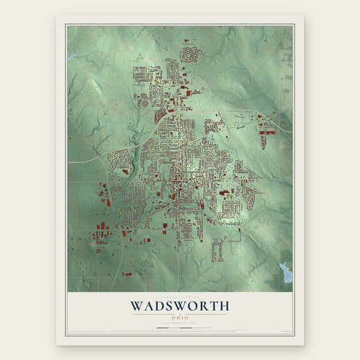Wadsworth, Ohio map print, the full design