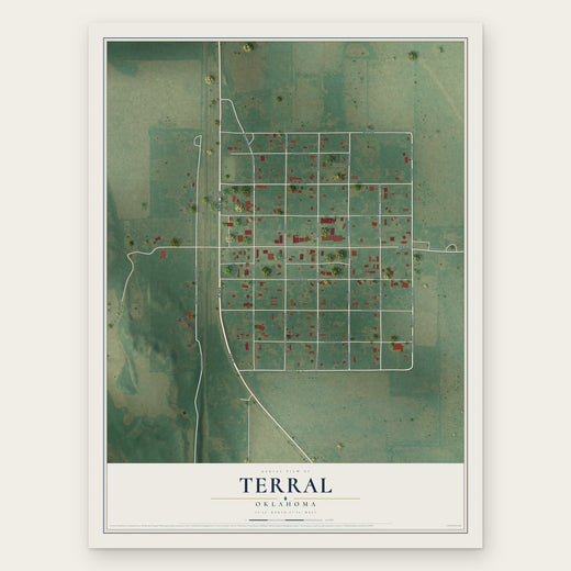 Terral, Oklahoma map print, the full design