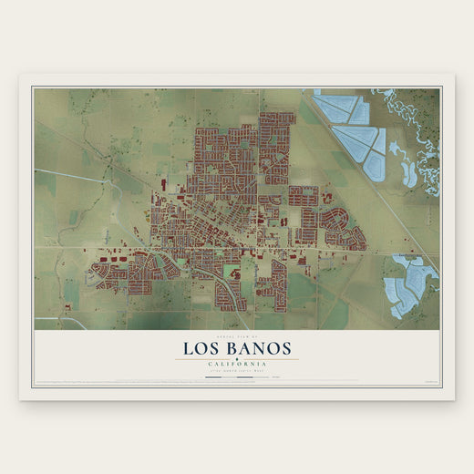 Los Banos, California map print, the full design