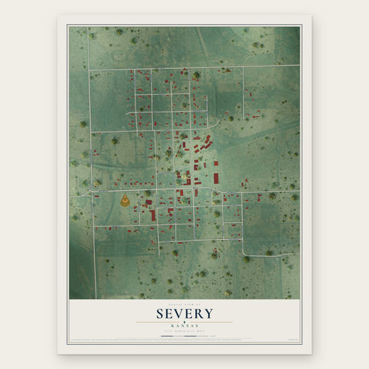 Severy, Kansas map print, the full design