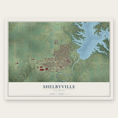 Shelbyville, Illinois map print, the full design