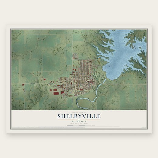Shelbyville, Illinois map print, the full design