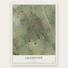 Grandview, Texas map print, the full design