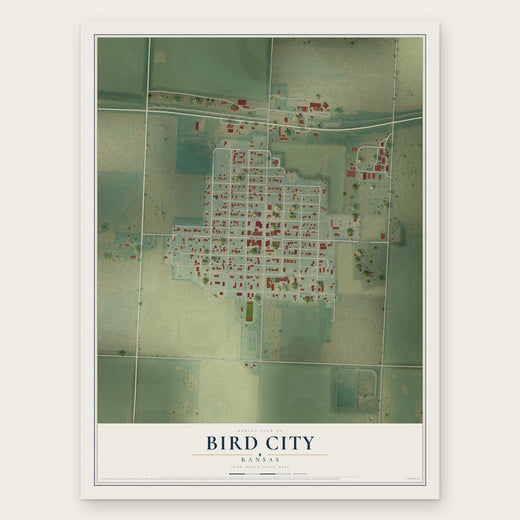 Bird City, Kansas map print, the full design