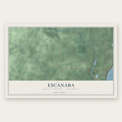 Escanaba, Delta County, Michigan map print, the full design