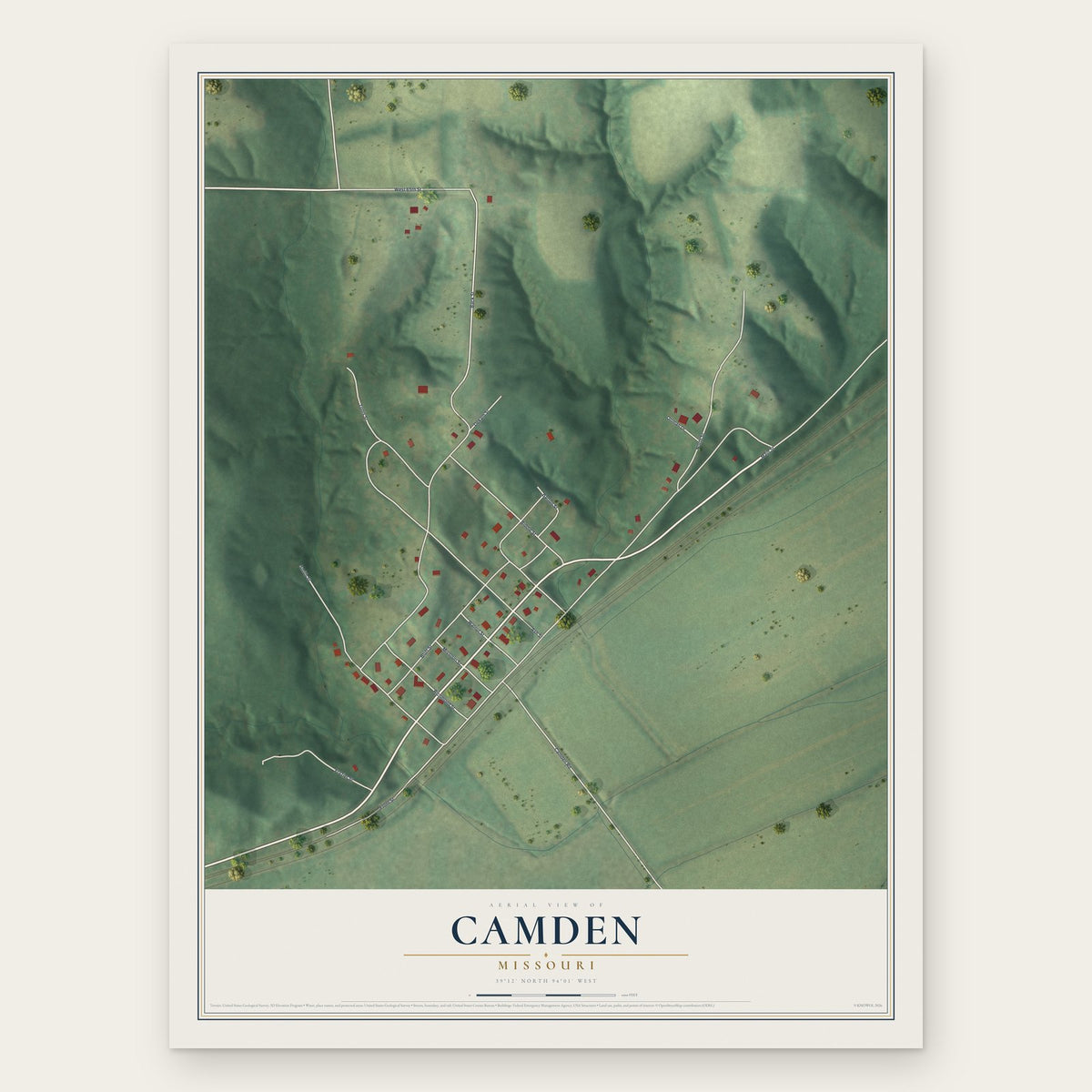 Camden, Missouri map print, the full design