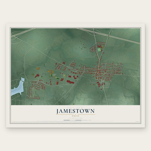 Jamestown, Ohio map print, the full design