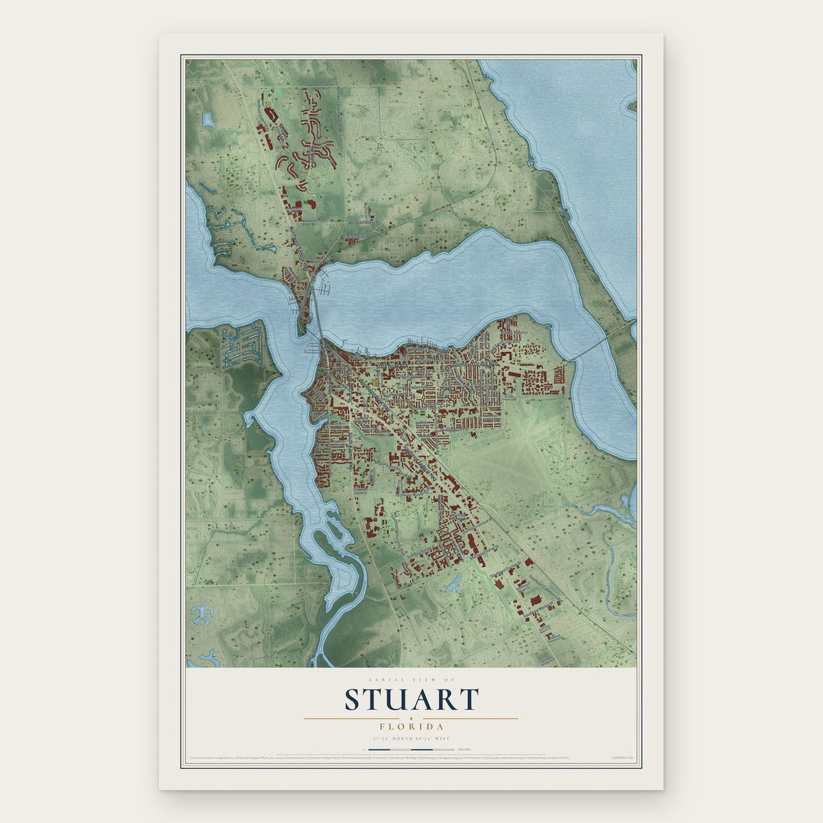 Stuart, Florida map print, the full design