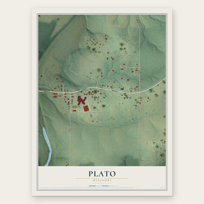 Plato, Missouri map print, the full design