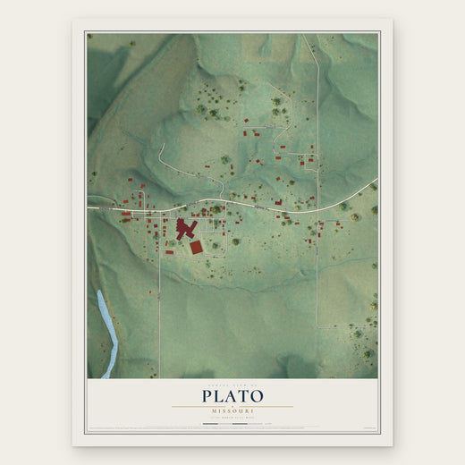 Plato, Missouri map print, the full design
