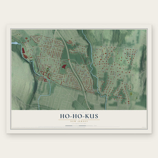 Ho-Ho-Kus, New Jersey map print, the full design