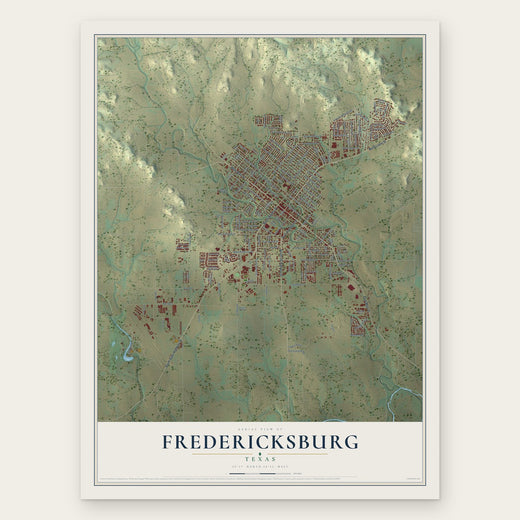 Fredericksburg, Texas map print, the full design