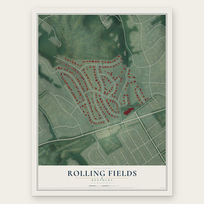 Rolling Fields, Kentucky map print, the full design