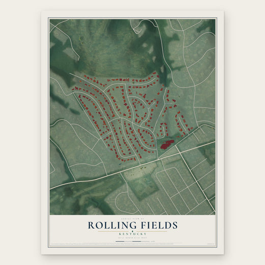 Rolling Fields, Kentucky map print, the full design