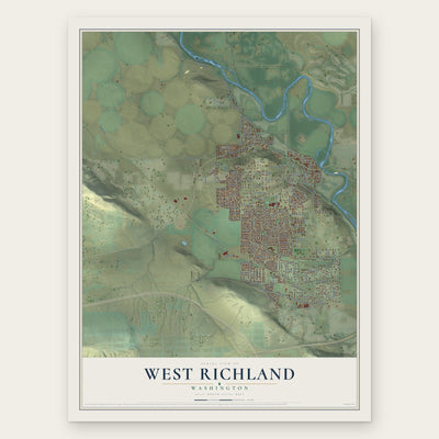 West Richland, Washington map print, the full design