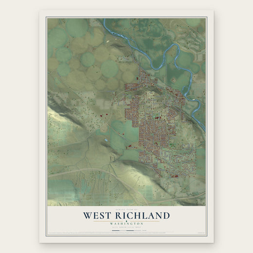 West Richland, Washington map print, the full design