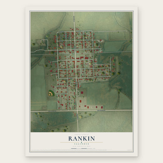 Rankin, Illinois map print, the full design