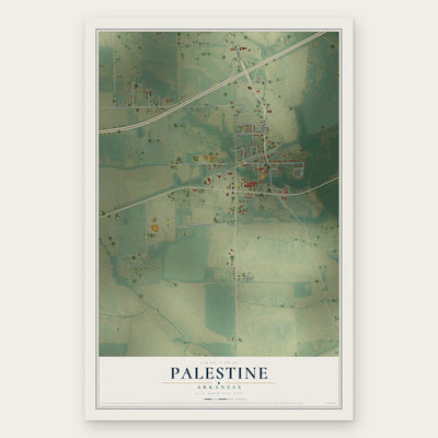 Palestine, Arkansas map print, the full design